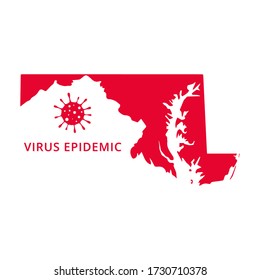 Maryland state Virus Epidemic USA, United States of America map illustration, vector isolated on white background