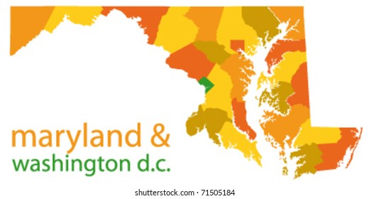 Maryland State And Washington Dc Vector Map