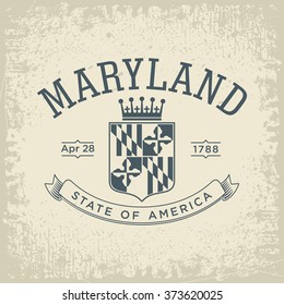 Maryland stylized emblem of the state of America. Free State. White.	