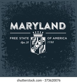 Maryland stylized emblem of the state. Free State. Black.