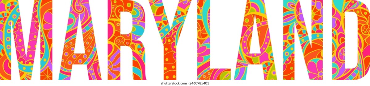 Maryland text banner with doole pattern. Isolated vector illustration