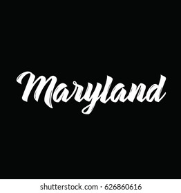 maryland, text design. Vector calligraphy. Typography poster. Usable as background.