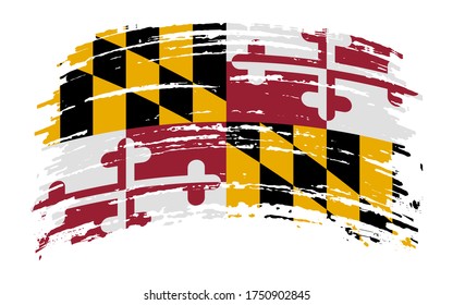 Maryland US flag in grunge brush stroke, vector image