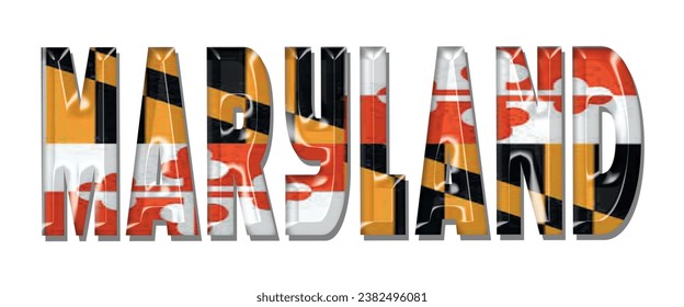 MARYLAND USA flag text font, 3D MARYLAND flag colorful background, MARYLAND flag vector illustration