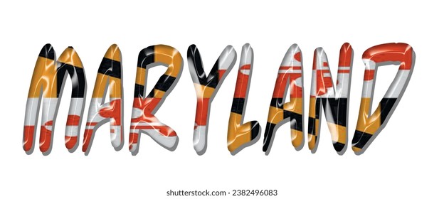 MARYLAND USA flag text font, 3D MARYLAND flag colorful background, MARYLAND flag vector illustration