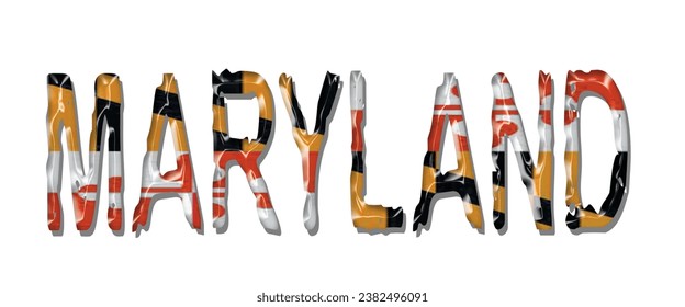 MARYLAND USA flag text font, 3D MARYLAND flag colorful background, MARYLAND flag vector illustration
