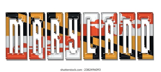 MARYLAND USA flag text font, 3D MARYLAND flag colorful background, MARYLAND flag vector illustration