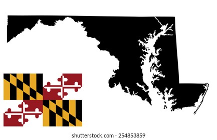 Maryland Vector Map Silhouette Isolated On Stock Vector (Royalty Free ...