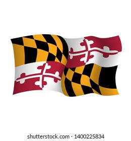 Maryland vector waving flag. USA state symbol. Vector illustration.