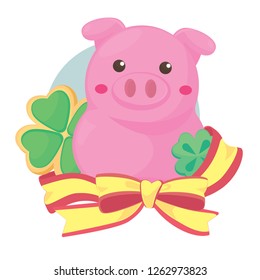 Marzipan Pig and Clover Shape Cookie