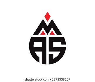 MAS letter water drop shape logo design. MAS drop logo simple design.