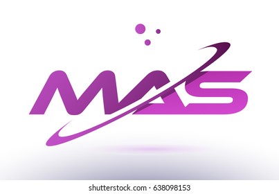 mas m a s  alphabet letter logo combination purple pink creative text dots company vector icon design template