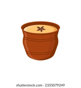 Masala chai, an Indian beverage popular throughout South Asia made by brewing black tea in milk, water and sugar.