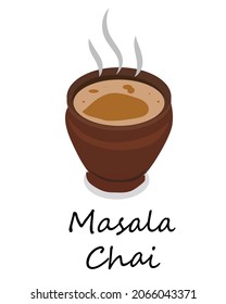 Masala Chai. Vector illustration with hot drink, tasty beverage for recipe card, poster, flyer or menu design 