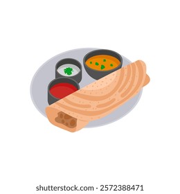 Masala Dosa, Indian Symbol Vector Illustration