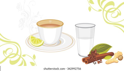 Masala tea. Vector