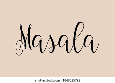 Masala-Spices in Hindi Handwritten Font Typography Text Food Quote on Golden Yellow Background