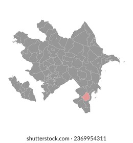 Masally district map, administrative division of Azerbaijan.