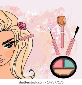 Mascara Applying. Makeup Closeup.