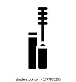 mascara beauty accessory glyph icon vector. mascara beauty accessory sign. isolated contour symbol black illustration