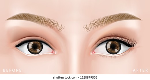 Mascara before and after vector illustration
