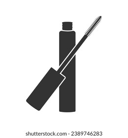 Mascara with brush black silhouette icon