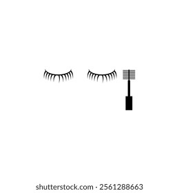 Mascara brush and eyelash icon logo vector. beauty icon vector. makeup cosmetic icon vector