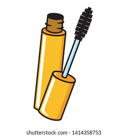 mascara brush female elements icon vector illustration