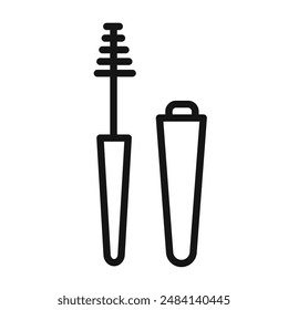 Mascara brush icon black and white vector sign