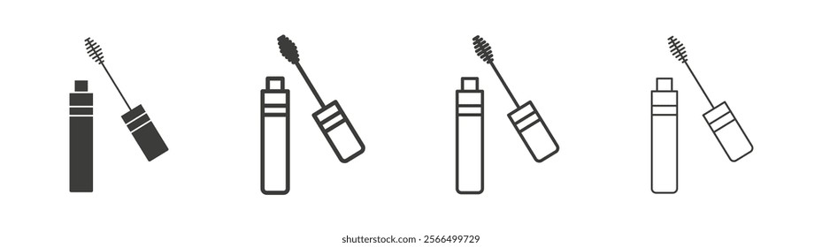 Mascara brush icon flat and linear vector illustration on white background.