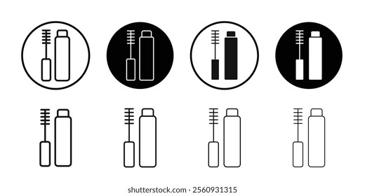 Mascara brush icon Flat outline fill set collection