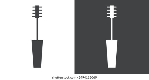 Mascara brush icon Flat set in black and white color outline vector