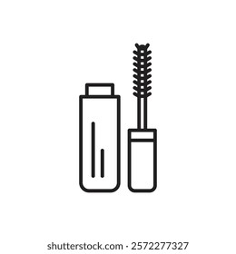 Mascara brush icon Flat vector set outline