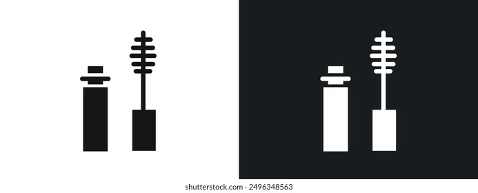 Mascara brush icon linear graphics set vector in black