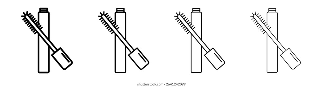 Mascara brush icon Outline sign symbol set