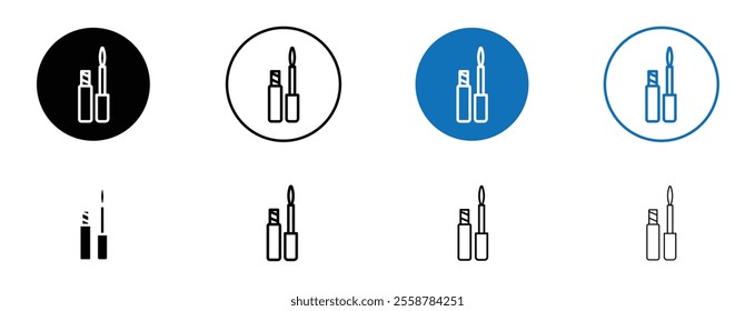 Mascara brush icon set in black and blue colors