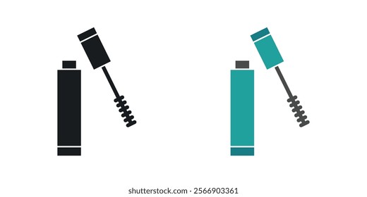 Mascara brush icon set in black and colored