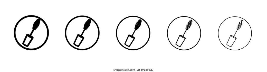 Ícone de pincel de rímel conjunto fino de marcas de logotipo de contorno