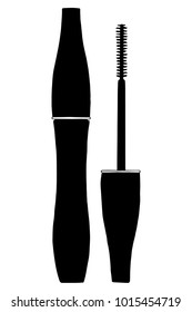 Mascara brush icon vector. Mascara with brush - opened, separated . Hand drawn sketch vector illustration on white background. Black & white