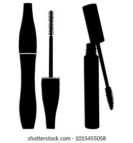 Mascara brush icon vector. Mascara with brush - opened, separated . Hand drawn sketch vector illustration on white background. Black & white