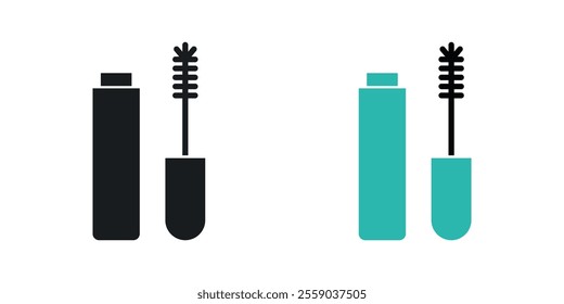 Mascara brush icons in black and colored version