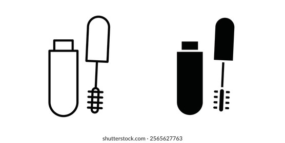 Mascara brush icons in black and white colors