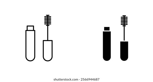 Mascara brush icons. black and white vector set.