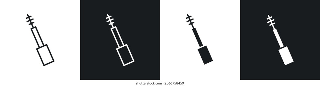 Mascara brush icons in Thin line black color. flat simple vector symbols illustration.