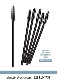 Mascara Brush isolated on white background. Set of Mascara Wands. Vector Illustration