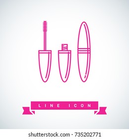 mascara brush line vector icon