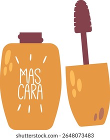 Mascara escova maquiagem embalagem vetor ilustração