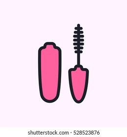 Mascara Brush Minimal Color Flat Line Stroke Icon Pictogram Symbol Illustration