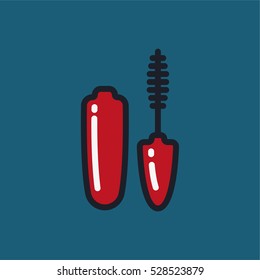 Mascara Brush Minimal Color Flat Line Stroke Icon Pictogram Symbol Illustration