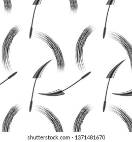 Mascara brush pattern. Cosmetics. Makeup. Vector illustration design.